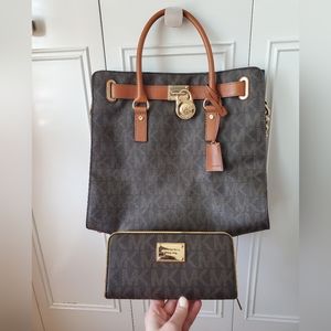 Brown Michael Kors Tote Purse & Wallet